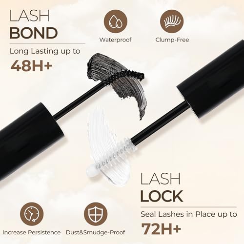 LASHVIEW Lash Extension Kit DIY Lash Clusters Eyelash Extension Kit, 10-16mm NM03 Individual Lashes Kit with Lash Bond and Seal, Lash Tweezers for Self Use