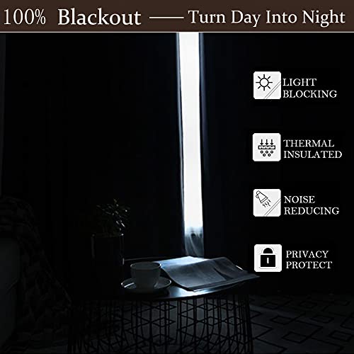 Cream Ivory Velvet Blackout Curtains Set of 2 - 52W x 108L Inches, Thermal Room Darkening Drapes with Rod Pocket & Back Tab for Living Room Bedroom