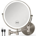 Magnifying Mirror with Lights 1X/20X Wall Mounted - Brushed Nickel 8.5"