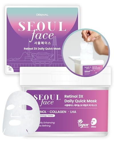 Korean Retinol + LHA Sheet Mask Dispenser - 36 Count, Vari of 01 Retinol
