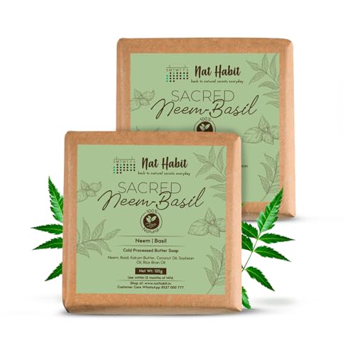 Natural Neem Basil Handmade Cold Process Soap Twin Pack - 125g