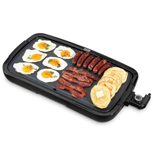 Electric Griddle - 20-Inch Nonstick Flat Top with Removable Plate, Black