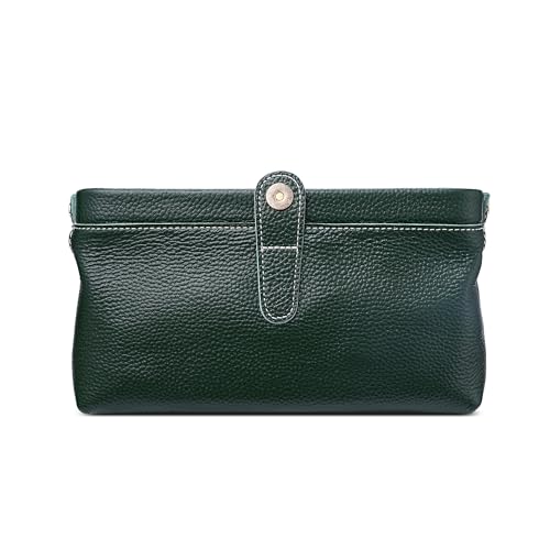 Dark Green Travel Leather Makeup Bag Waterproof Small Storage Bag