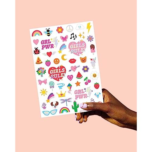 xo, Fetti 104 Kids Temporary Tattoos | Birthday Girl Party Favors, DIY Home Activity, Gift, Cute Temp Tats, Princess, Girl Power, Flower, Rainbow