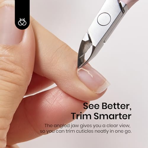 Beetles Cuticle Trimmer Nail Cuticle Nippers 0.16 Inch Fine Jaw Cuticles Cutter Stainless Steel Cuticles Remover Scissors Beginner Friendly Nail Art Tools for Manicure Care Pink
