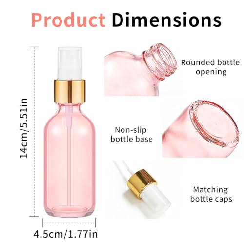 10PCS 4oz Glass Spray Bottles - Refillable Travel Fine Mist Containers (Pink, Gold)
