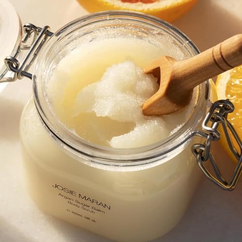 Argan Oil Sugar Body Scrub with Coconut & Shea Butter - Hydrating Exfoliant, 10 oz