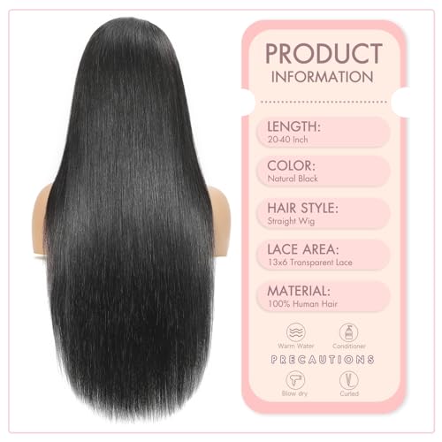 Human Hair Lace Front Wigs 26 Inch 13x6 HD Transparent Lace Natural Color 200 Density