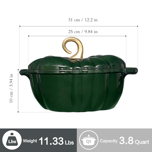 Pumpkin Dutch Oven Pot 3.8 Qt Enameled Cast Iron Halloween Decor