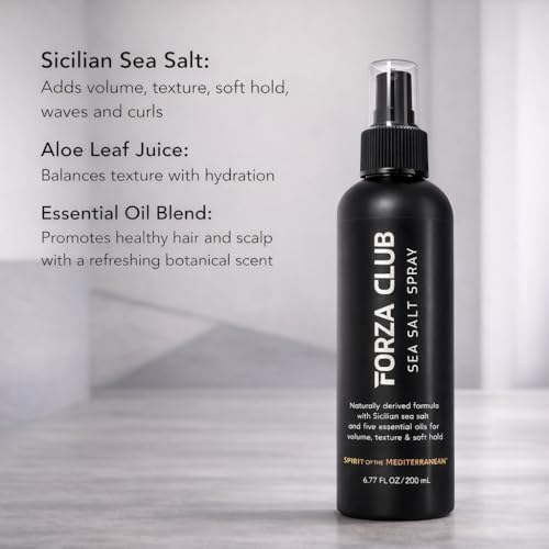Sea Salt Spray for Men - Volumizing Texturizing Hair Spray with Essential Oils - 6.77 Oz - Free of Alcohol, Parabens & Sulfates