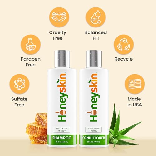 Honeyskin Hair Growth Shampoo & Conditioner Set 16oz Pack of 2 - Sulfate-Free Hydrating & Volumizing for Thinning Hair