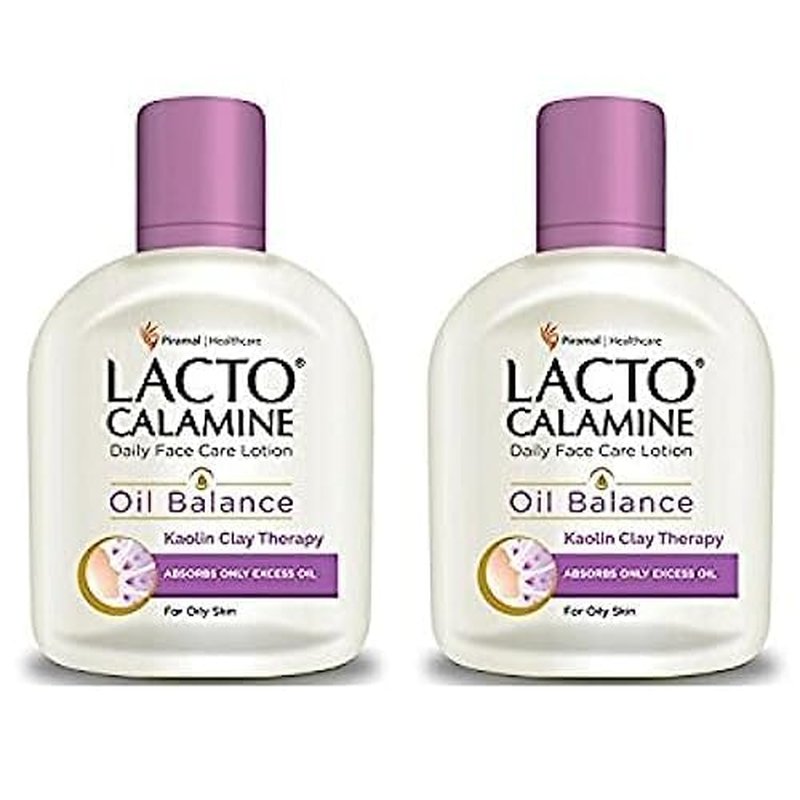 Lacto Calamine Daily Face Moisturizing Lotion for Oily Skin, Pack of 2, 4.06 Fl Oz (120 ml), for Pimples, Acne, Dark Spots, and Blackheads