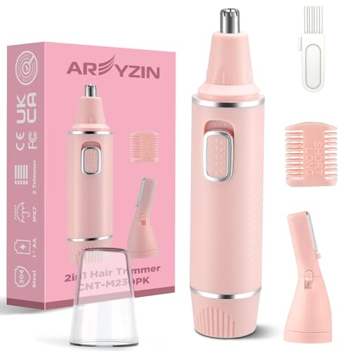 AREYZIN Nose Hair Trimmer for Women-2025 Professional Painless Eyebrow Trimmer and Nose Trimmer Facial Hair Removal Nasal Hair Clippers Professional, Easy to Clean, Dual-Edge Blade,Pink