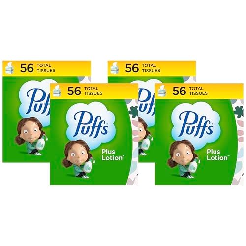 Puffs Plus Lotion Facial Tissue | Cube Box | 56 Tissues Per Box | Pack of 4