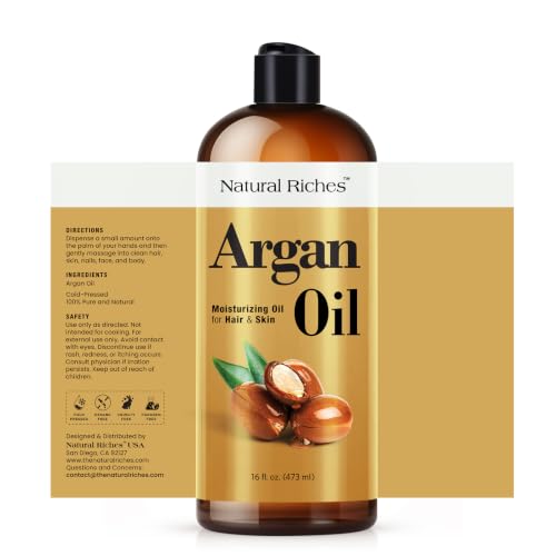 Natural Riches Moroccan Argan Oil 16 Fl Oz Pack of 1 Deep Moisturizing Hair & Skin Oil