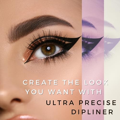Black Dipliner, Longwearing with Ultra-Fine Tip Applicator, Cruelty-free, Paraben-Free, Long Lasting, Easy-to-Apply Liner Brush, Gift for Women,1 Count