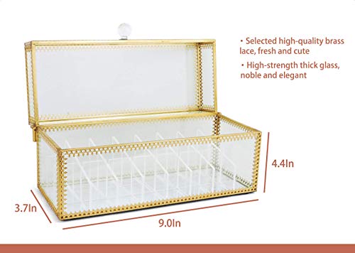 Glass Lipstick Organizer with 24 Slots - Dustproof Vanity Storage Case