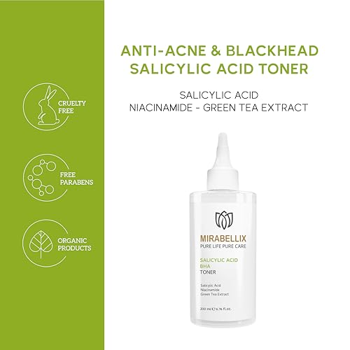 Salicylic Acid BHA Toner for Face ? Niacinamide, Green Tea & Willow Bark | Acne & Blackhead Control Toner for Oily, Acne-Prone Skin | Pore Cleansing, Sebum Balance, Even Skin Tone | 6.76 fl. oz