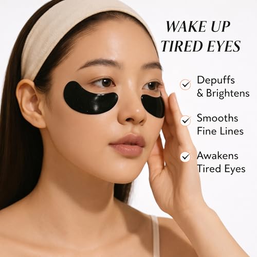 Green Tea Under-Eye Patches (12 Pairs) | Depuff & Brighten Eye Gel Patches for Dark Circles & Tired Eyes | Plant-Based, Vegan with Caffeine, Niacinamide, Magnesium & Vegetable Peptides