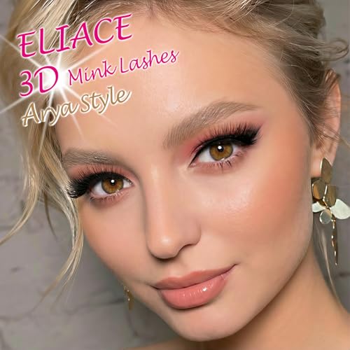 Eliace False Eyelashes Natural look Cat Eye Lashes Wispy Strips,15 Pairs 3D Mink Lashes Fake Eyelashes Volume Fluffy Thin Soft Band Comfortable Long Thick Dramatic Cross Eyelash Reusable, Arya Style