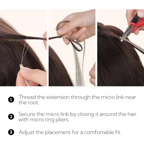 Dark Brown Micro Link Hair Extensions - Human Hair 20 Inch 50g 50 Strands - Micro Bead Weave
