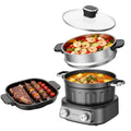 Dual-Handle Multi-Cooker 2.5 Quart Electric Hot Pot & Steamer Set - PFOA-Free Nonstick