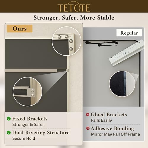 TETOTE 30x30 Inch Brushed Nickel Bathroom Mirror - Beveled Framed Over Sink Vanity