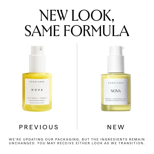 HERBIVORE Nova 15% Vitamin C + Turmeric Brightening Serum for Dark Spots, Hyperpigmentation + Even Skin Tone | Vegan, Plant-Based, Cruelty-Free, 30 mL / 1 oz
