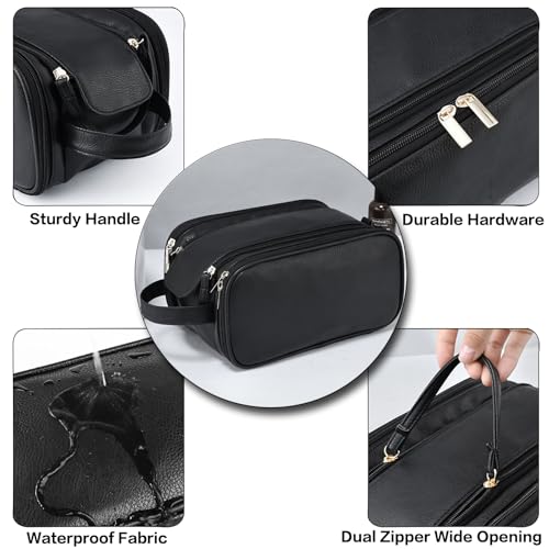 Large Travel Toiletry Bag for Men, Water-Resistant PU Leather Dopp Kit, Multi-Compartment Organizer, Large Capacity Cosmetic & Accessories Bag, Men's Grooming Kit, Waterproof Toiletries Case