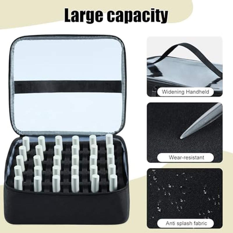 30-Slot Nail Polish Organizer, YU DEYG Nail Bag with Transparent Display Window, Sponge Support?Removable, Organizer for Nail Supplies