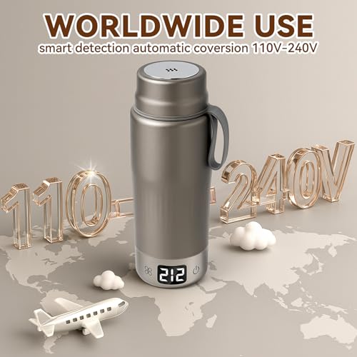 Travel Titanium Electric Kettle 380ML with 12 Temp Control Gray Gary Variation