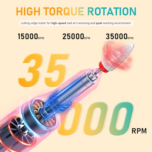 MUGLE White Portable Electric Nail Drill 35000RPM Rechargeable Manicure Machine