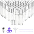 Clear Essential Oil Roller Bottles Set of 60 with Silver Cap - 10ml Travel Refillable Glass Bottles