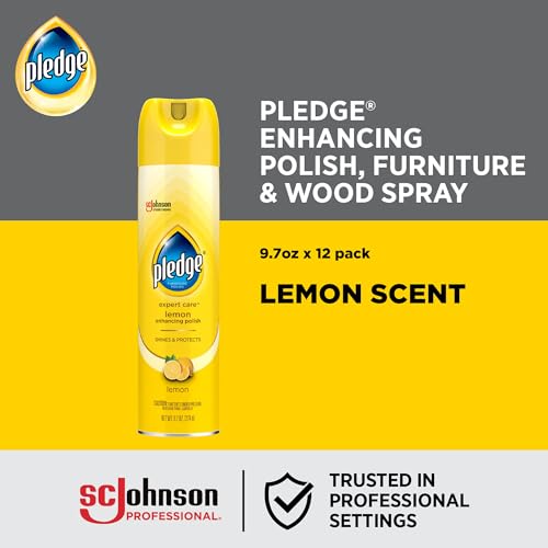 Enhancing Lemon Surface Polish Spray - 12 Pack for Commercial Cleaning