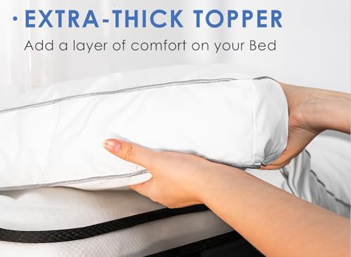 Marine Moon Full Cooling Plush Mattress Topper - Classic Square White