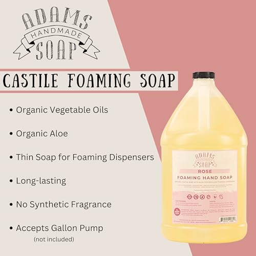 Adams Handmade Liquid Foaming Rose Soap 1 Gallon - Eco-Friendly & Mild