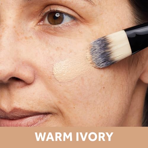 No7 Lift & Luminate Triple Action Serum Foundation - Warm Ivory - Liquid Foundation Makeup with SPF 15 for Dewy, Glowy Base - Radiant Serum Foundation for Mature Skin (30ml)