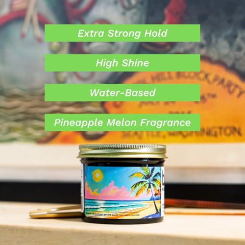 Bona Fide Pomade Summer Edition 4 oz - Extra-Strong Hold & High Shine Water-Based Hair Pomade with Pineapple Melon Fragrance