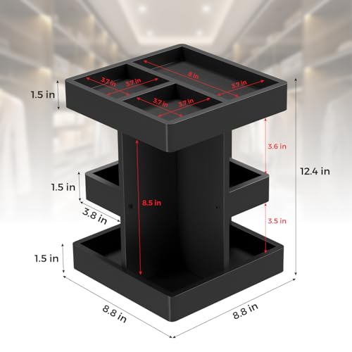 Men's Cologne Organizer 3-Tier Wooden Perfume Shelf with Rotation Model 1