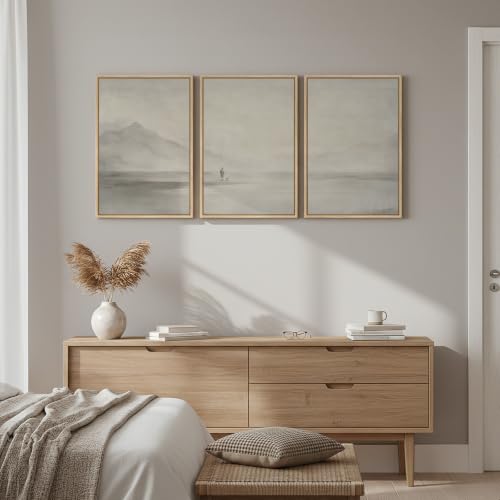 16x24 Inch Christian Wall Art Prints Set - Jesus Leaving the 99 Sheep, Neutral 3-Piece