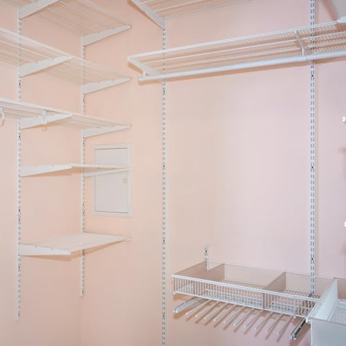 12 Pack 47.5 Inch White Dual Track Shelving Rails - Wall Mount Storage System