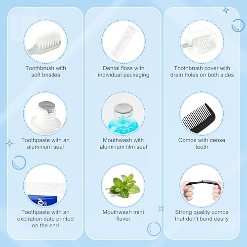12-Pack Travel Toothbrush Kit with Toothpaste Floss & Cover - Individually Packaged