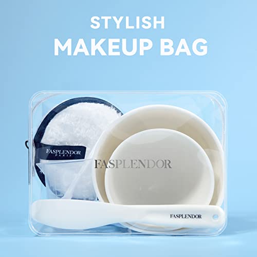 Fasplendor Peel-off Alginate Powder Face Mask with 9 in 1 Face Mask Mixing Bowl Set, SPA Quality, 240g/8Pcs
