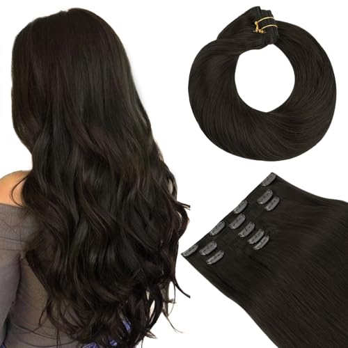 Dark Brown Human Hair Clip-In Extensions 14 Inch 60g - Hotbanana