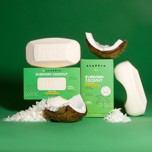 Alaffia Everyday Coconut Soap Bar - Pack of 2, 8 Oz Each, Natural Shea & Coconut Oil