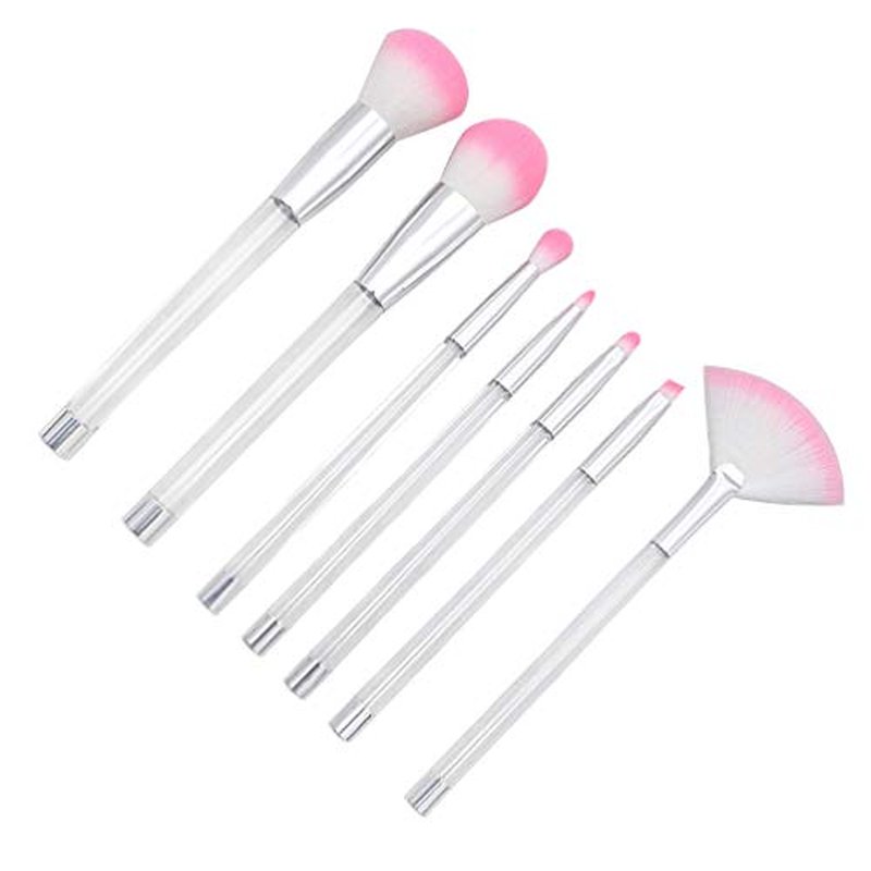 minkissy Transparent Makeup Brush Set with 7 Diy Empty Tube Handles Clear Cosmetic Brush Kit for Professional and Everyday Use 6.69 Inch