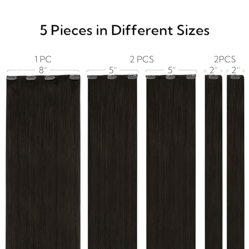 Dark Brown Human Hair Clip-In Extensions 14 Inch 60g - Hotbanana