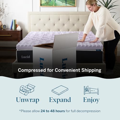 Lavender Infused 3 Inch Memory Foam Mattress Topper Queen Size Plush Feel – 5 Zones