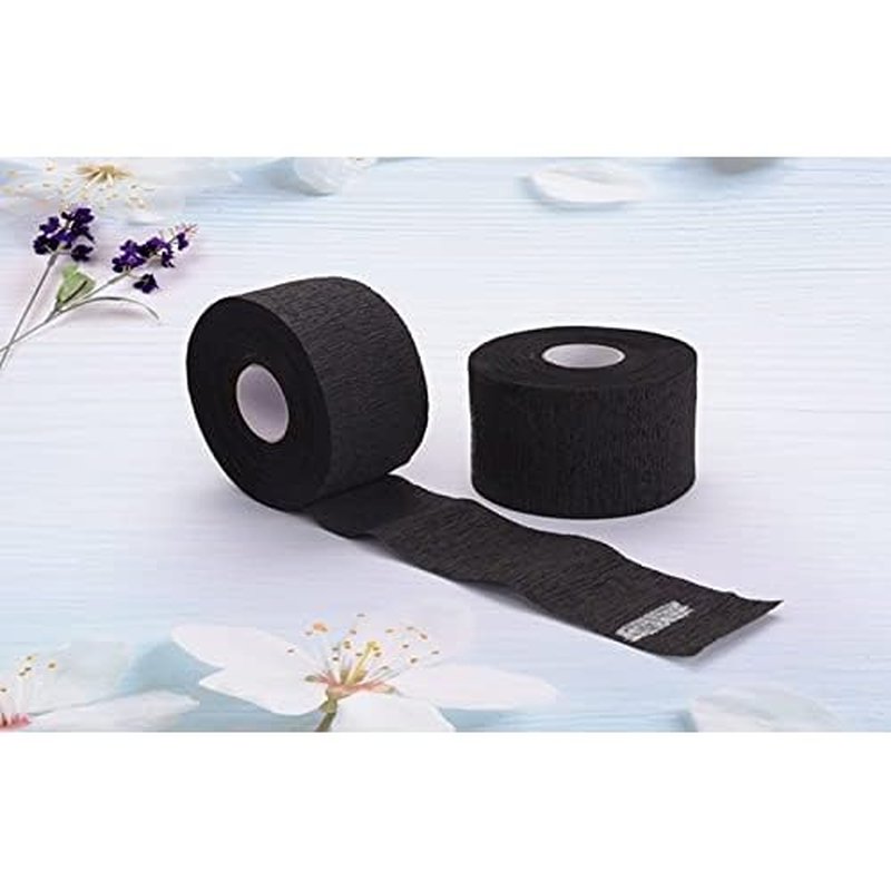 2 Rolls Black Disposable Barber Neck Paper Strips Professional Hairdressing Stretchy Wrap Barber Accessories for Salon Hair Cutting Shaving Styling