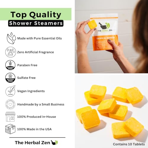 Herbal Zen Citrus Tropical Shower Steamers - 10 Count - Aromatherapy Relaxation
